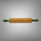 Munising Green Handle Rolling Pin Maple Dough Baking Pies Farmhouse Vintage