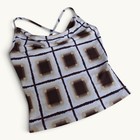 Vintage Y2k Forever 21 Geometric Cowl Neck Cami Top Brown Cream Cross Back