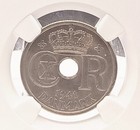 Rare 1941 Faeroe Islands 25 Ore Ngc Ms61 Km-5 One Year Type - High Grade