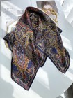100 Silk Paisley Scarf Vintage Men Square Neckerchief Blue Cravat For Suit Shirt