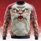 Angry Santa Face 3d Print Ugly Christmas Sweater Funny Holiday Jumper S-5xl
