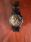 Olevs Black Skeleton Waterproof Luminous Quartz Stainless Steel Fashion Watch
