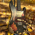 Black  Electric Guitar Vintage Relic Sss Pickups Solid Alder Body Maple Neck