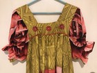 Hawaiian Maxi Mumu Gold Pink  Floral Handmade Large Short Sleeve Needs Repair