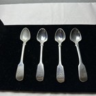 4 Antique Sterling Silver Teaspoons London 1836 Fiddle Pattern E-7
