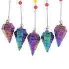 Healing Crystal Quartz 7 Chakra Pendulum Dowsing Gemstone Divination Reiki Stone