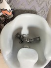 Bumbo Infant Baby Floor Seat Booster Chair  Gray  Safety Harness Straps
