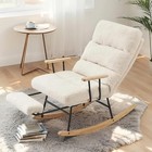 Nursery Rocking Chair  Teddy Fabric Upholstered Glider Rocker With Adjustable 