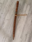 Vintage Wood Carved Sword Handle And Scabbard South Asia Sharp Blade Set Of  2  