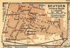 Katowice 1912 Silesia Bytom Poland Original Map Plan  Kattowitz Beuthen Slask