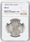 1893 Queen Victoria India  Uk Great Britain British Silver Rupee Coin Ngc  Ms61