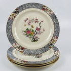 Lenox Ming 9    Luncheon Plates Set Of 4 Black Stamped Design Multicolor Floral