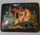 Vintage Hand Painted Russian Lacquer Box Palekh Knight Horseback W Maiden Signed