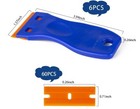 Plastic Razor Blade Scraper Set Label Removal - 6 Scrapers 60 Replacement Blades