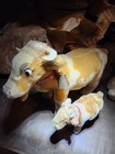 Vintage Steiff Bessy Mohair Cow And Calf Stuffed Animals From The 1960s