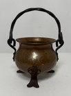Vintage Hammered Copper Cauldron Pot W  Iron Feet   Handle Made In Germany