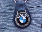 Bmw Logo Fine Grain Leather Key Fob Nos Antique Gold Hardware Classy