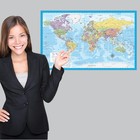 2 Pack - Laminated World Map   Us Map Poster Set - Wall Chart Map Of The World