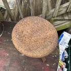 Vtg  3 Legged Milking Stool Steel 12 In Tall Rustic Cool Farmhouse Barn Find