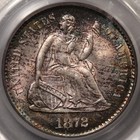 1872-s H10c Mintmark Below Liberty Seated Half Dime Pcgs Ms66