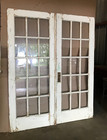 Antique Pair 15 Lite Wood 32x80 Shabby White French Doors Chic Old Vtg 1200-24b
