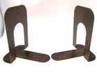 Pair Vintage Large 9  Tall Brown Institutional Heavy Steel Library Bookends Set