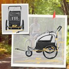 2-seat Kid Bicycle Trailer With Windows And Canopy Coupler Attachment  Black