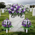 3 Sets Cemetery Flowers For Grave headstone Flower Saddle grave Memorial     