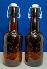 Vintage Grolsch Amber Brown Glass Beer Bottle Porcelain Swing Top Empty Set Of 2