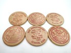 6x 1865-1965 Clarion Iowa 100th Anniversary Wooden Nickel Trade Tokens