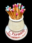 Antique Advertising French Liqueur Match Stick Holder   Striker Ceramic C 1930
