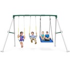 700lb Metal Swing Set Heavy Duty 7 5ft Frame Kids Adult Playground With 3 Swings