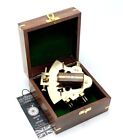 Vintage Look Solid Brass Nautical Sextant With Wooden Box Navigation Handmade