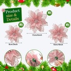 24 Pieces Christmas Glitter Poinsettia Flowers Layered Artificial Xmas Flower   