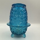 Vintage L e  Smith Blue Daisy   Button Three Toed Fairy Lamp Rare Htf Read