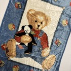 Vtg 90s Y2k Blue Jean Teddy W  Panda Bear Blanket - Plush Blocks Crib Size