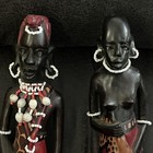African Pair Hand Carved Wooden Wood Tribal  Figures Sculptures 12 Inches Tall  