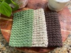 Set Of 3 Textured Crochet Dishcloths 100  Cotton
