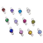 Sterling Silver Cz Stone 4mm Birthstone Connectors  Permanent Jewelry Charms
