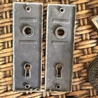 Pair Antique Victorian Eastlake Cast Iron Door Escutcheon Plates Fg Linde   Co