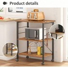 3-tier Microwave Cart Kitchen Baker s Rack Utility Storage Shelf Stand On Wheels