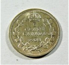 Canada 1908 5 Cents Silver High Grade Low Mintage