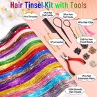 Hair Tinsel Kit  48 Inch  16 Colors  3200 Strands   Glitter Sparkling Tinsel    