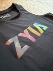 Zyia Active Girls kids Tank Top Black Iridescent Rainbow Logo Athletic Size S