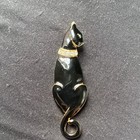 Vintage Trifari Black Cat Brooch Pin Gold Tone Rhinestone Collar Marked  japan   