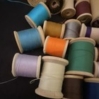 Vintage Mixed Lot 25 Wooden Spools Mostly Mercerized Cotton Thread 