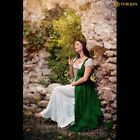 Medieval Lady Dress Viking Renaissance Traditional Irish Chemise Costume Green