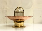 Ship Salvaged Original Bulkhead Marine Ceiling Lights - Copper Shade Set Of 2