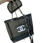 Vip Gift Mesh Beauty Tote Bag Beach Bag Storage Bag Black Golden