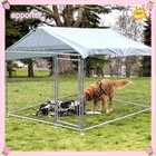 Pet Dog Run House Kennel Shade Cage Enclosure With Roof Playpen Metal Outdoor
